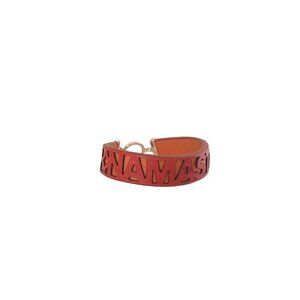 Carolee Orange Red Namaste Leather Cuff Bracelet